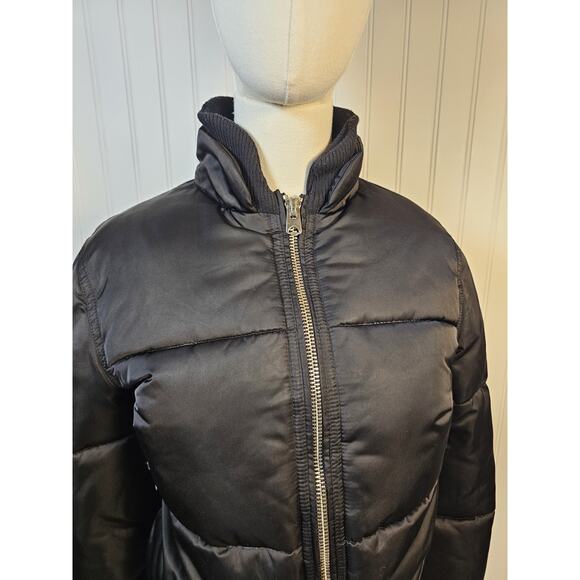 Topshop Black Bomber Puffer Jacket Women's Size 2 Cropped - Picture 2 of 12